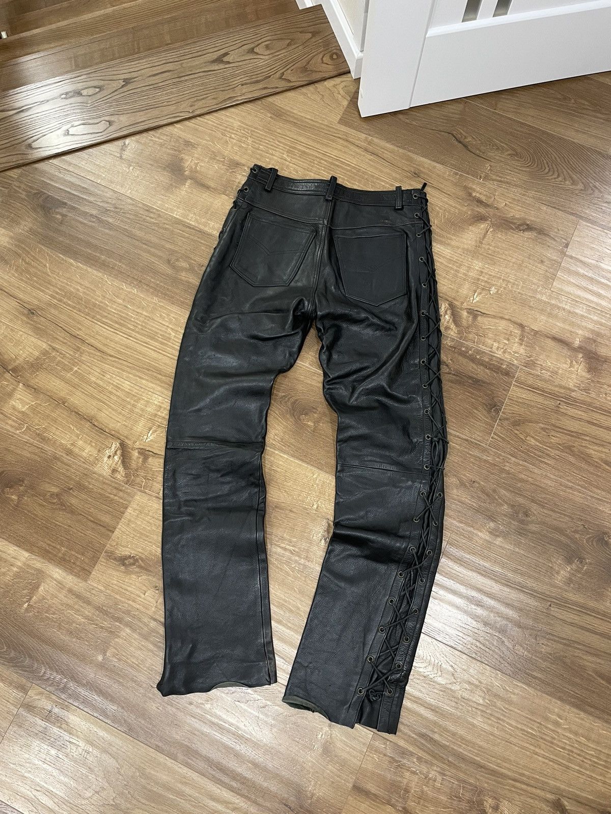 Genuine Leather Vintage Genuine Leather Black Cowboy Leather Pants Size 32 Size US 32 / EU 48 - 8 Thumbnail