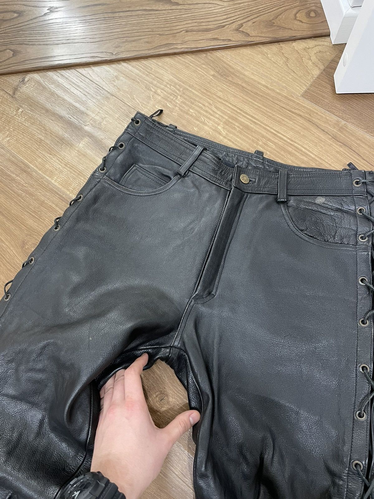 Genuine Leather Vintage Genuine Leather Black Cowboy Leather Pants Size 32 Size US 32 / EU 48 - 5 Thumbnail