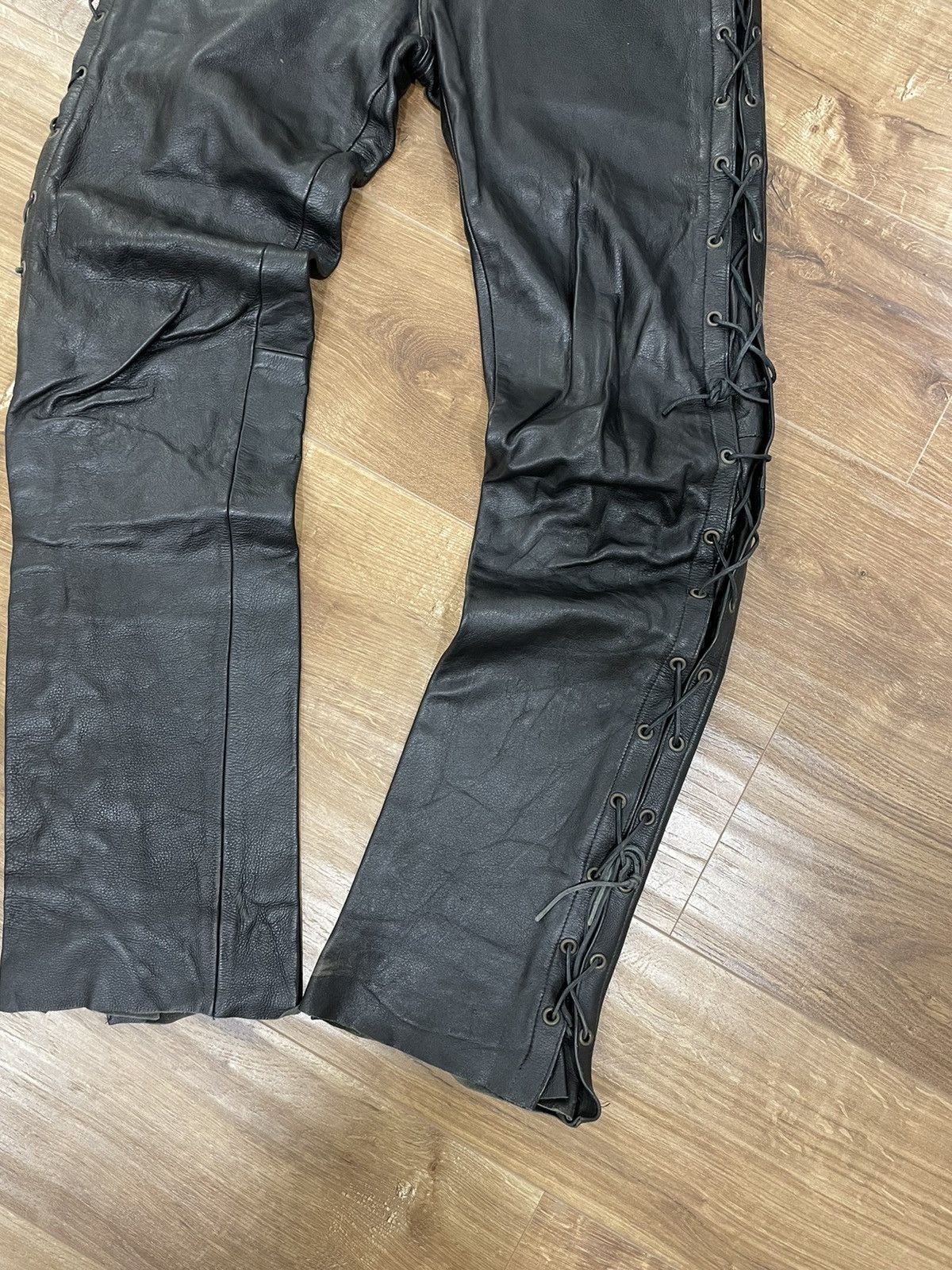 Genuine Leather Vintage Genuine Leather Black Cowboy Leather Pants Size 32 Size US 32 / EU 48 - 3 Thumbnail