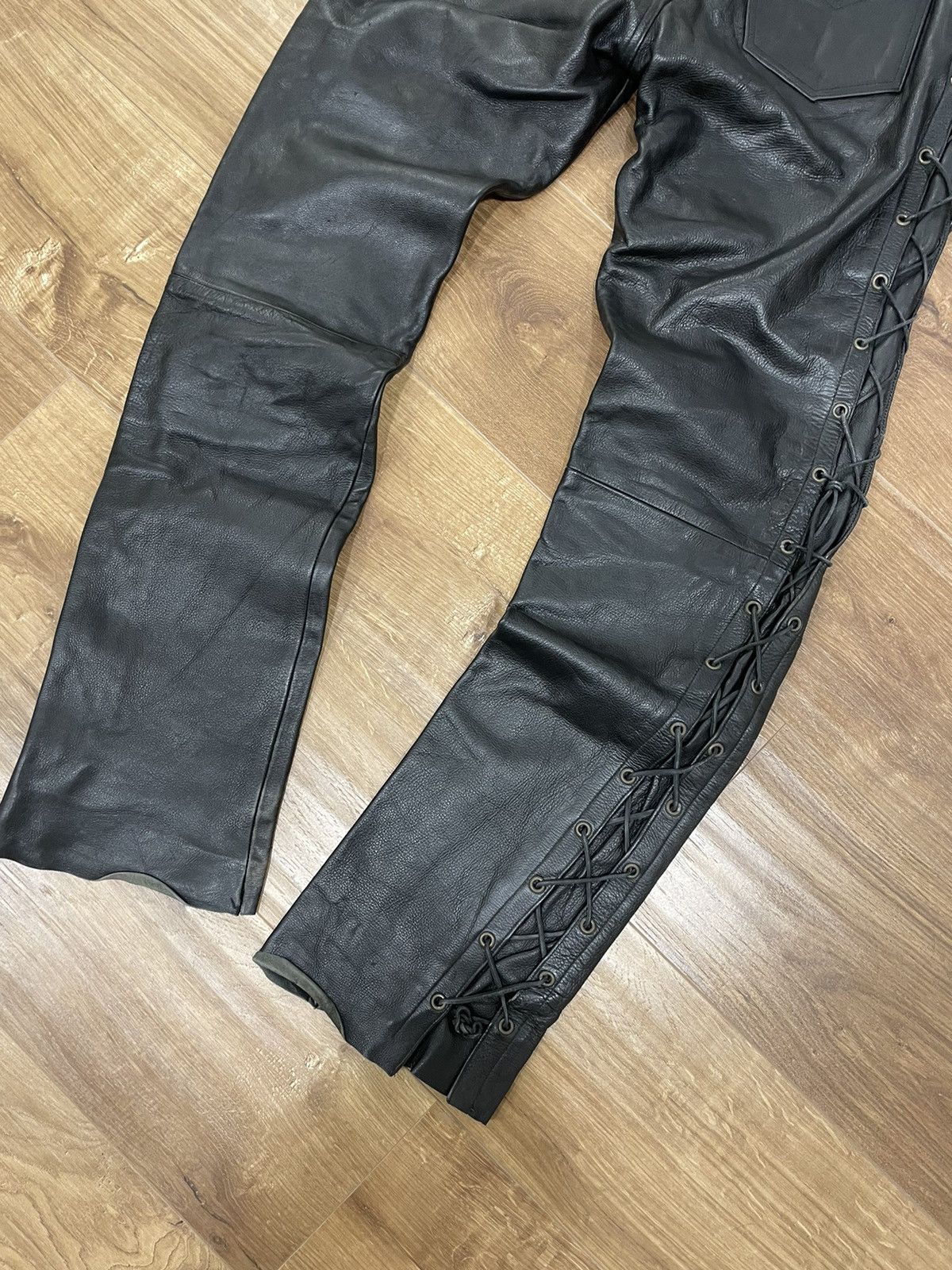 Genuine Leather Vintage Genuine Leather Black Cowboy Leather Pants Size 32 Size US 32 / EU 48 - 9 Thumbnail