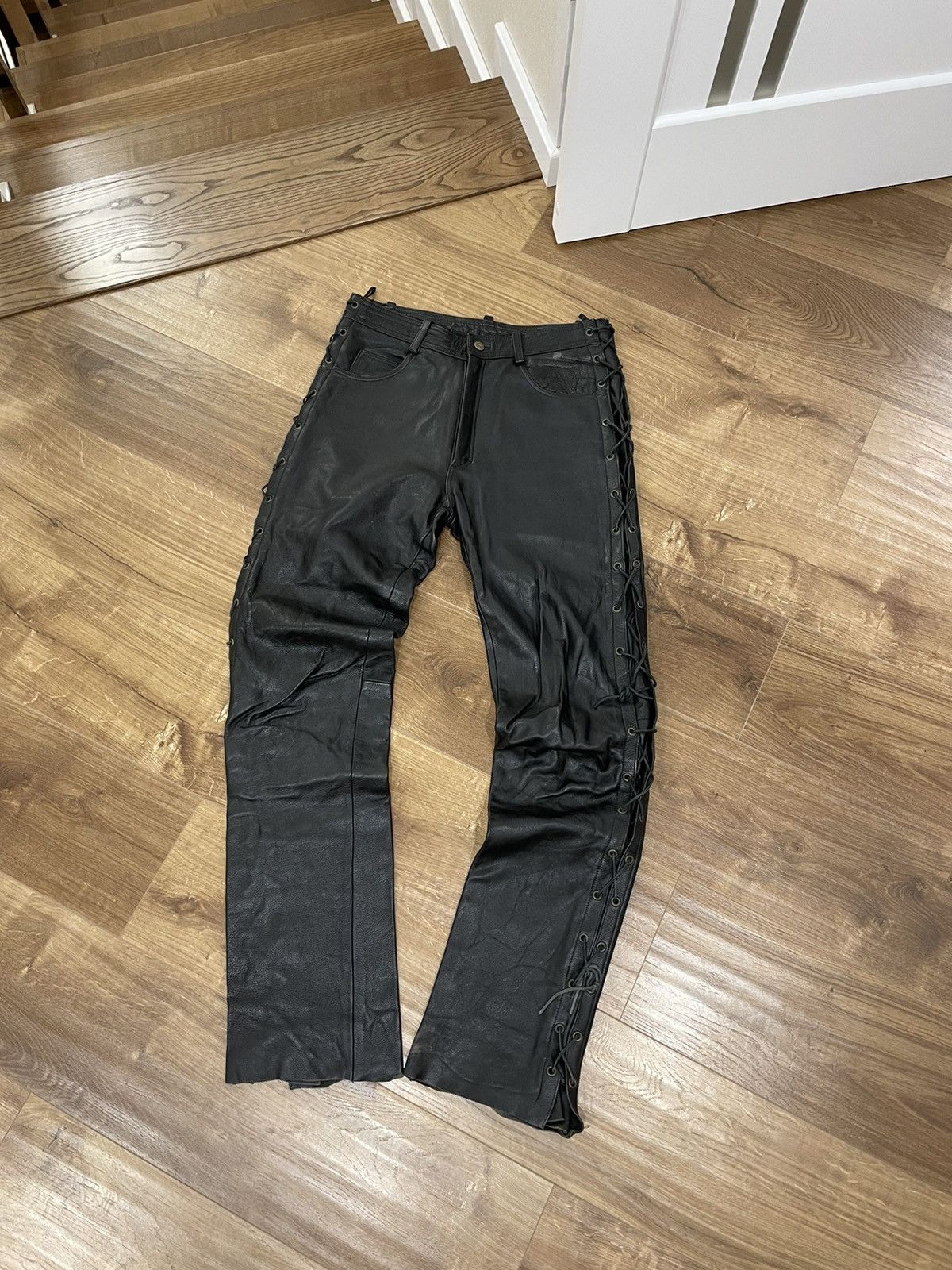 Genuine Leather Vintage Genuine Leather Black Cowboy Leather Pants Size 32 Size US 32 / EU 48 - 1 Thumbnail