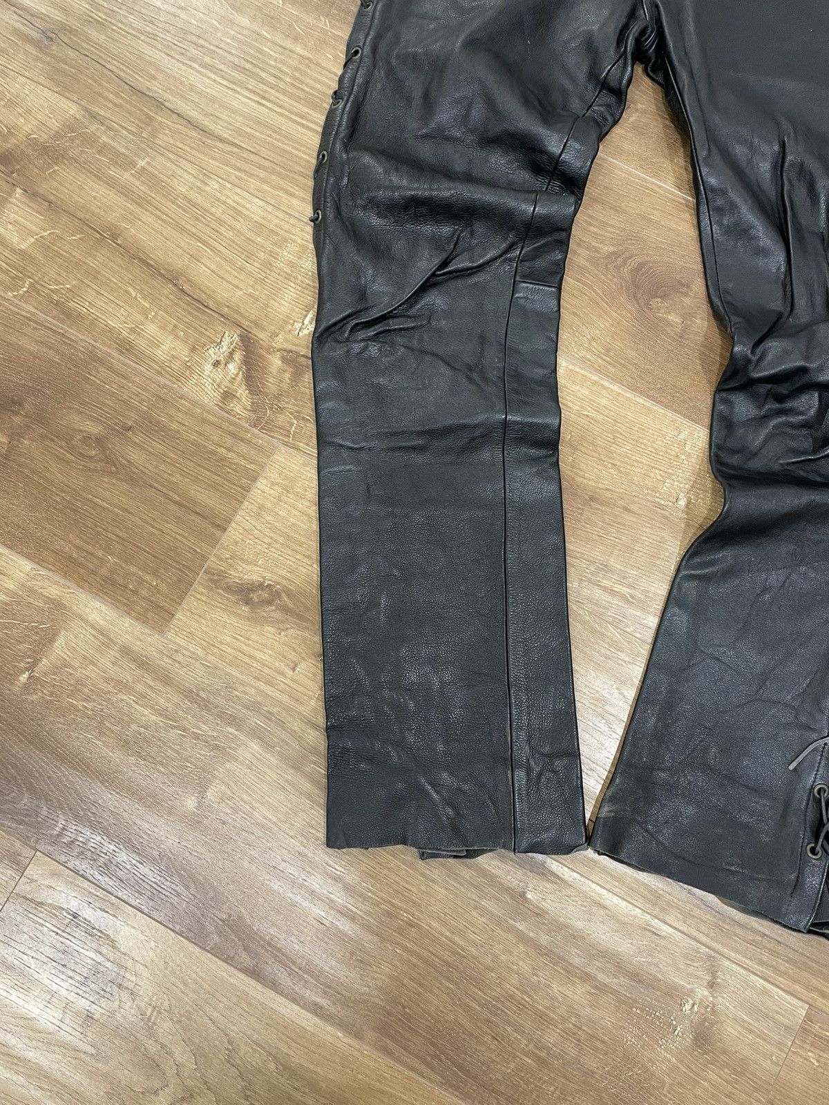Genuine Leather Vintage Genuine Leather Black Cowboy Leather Pants Size 32 Size US 32 / EU 48 - 2 Thumbnail