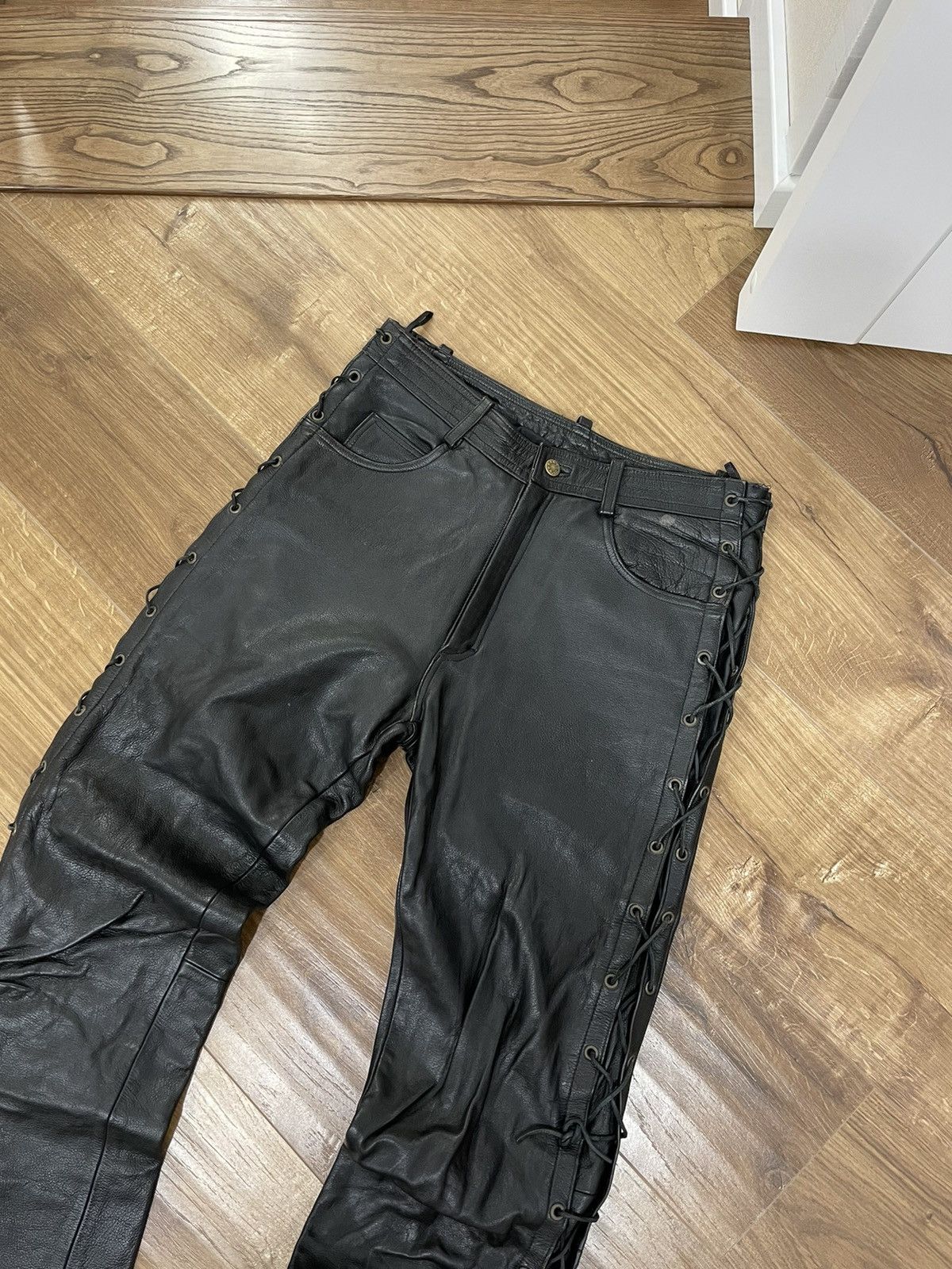 Genuine Leather Vintage Genuine Leather Black Cowboy Leather Pants Size 32 Size US 32 / EU 48 - 4 Thumbnail