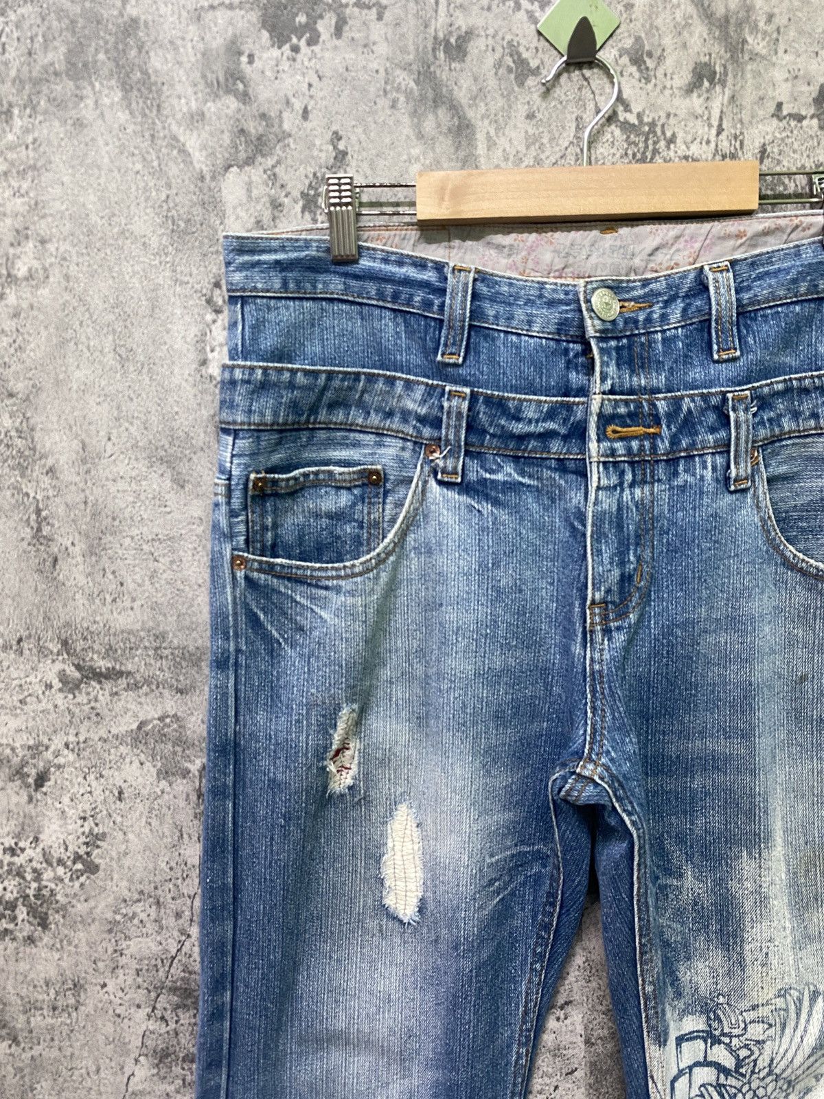 Japanese Brand Vintage KARAKURI TAMASHI Double Waist Denim Size US 34 / EU 50 - 5 Thumbnail