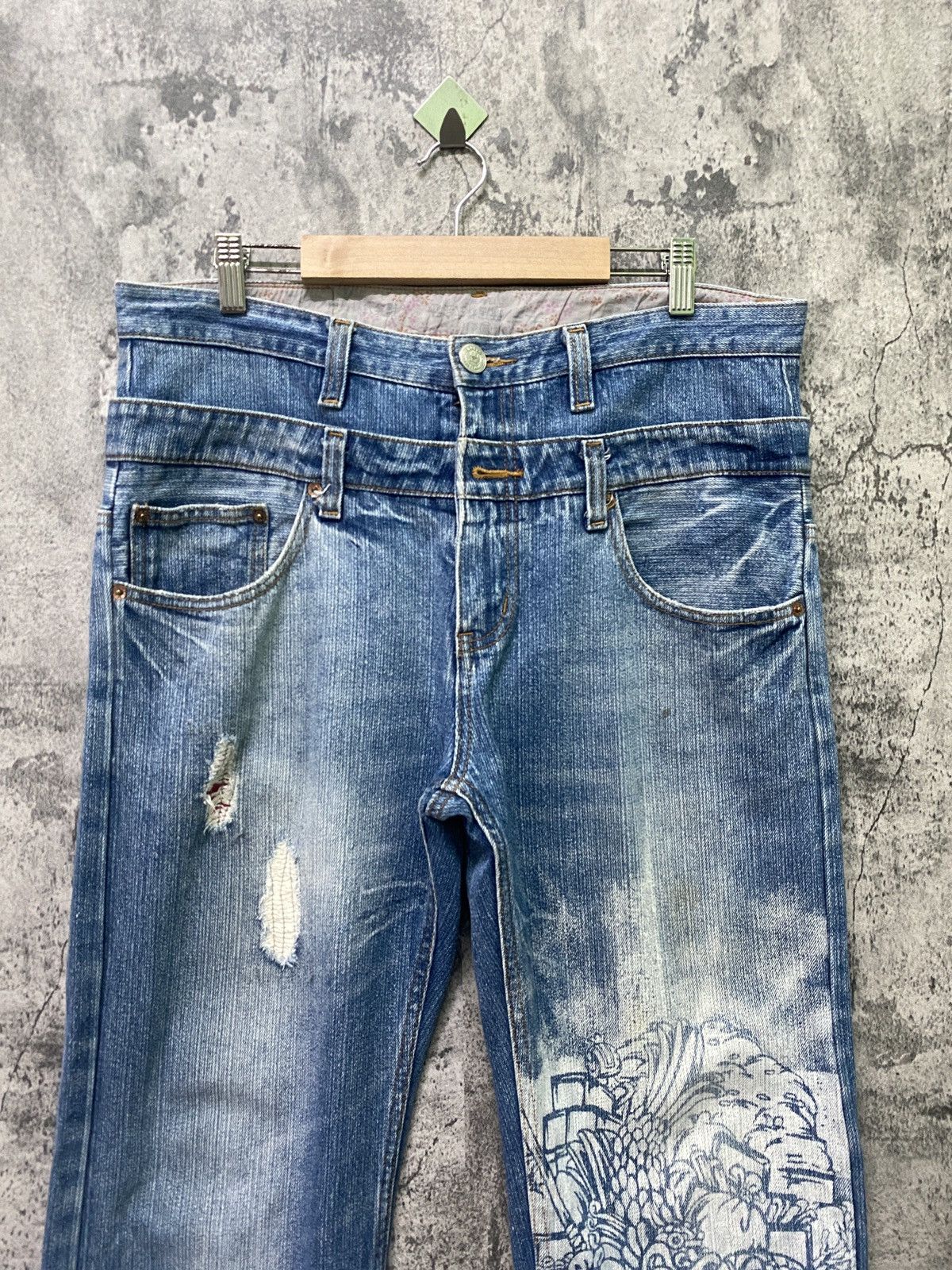 Japanese Brand Vintage KARAKURI TAMASHI Double Waist Denim Size US 34 / EU 50 - 3 Thumbnail