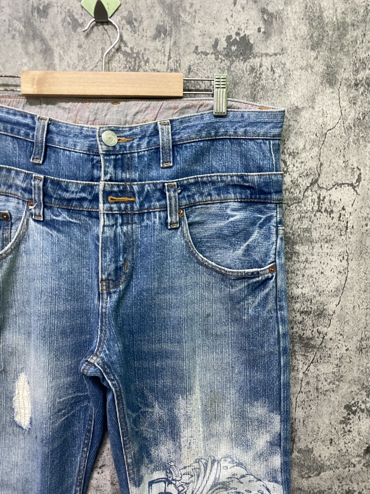 Japanese Brand Vintage KARAKURI TAMASHI Double Waist Denim Size US 34 / EU 50 - 6 Thumbnail