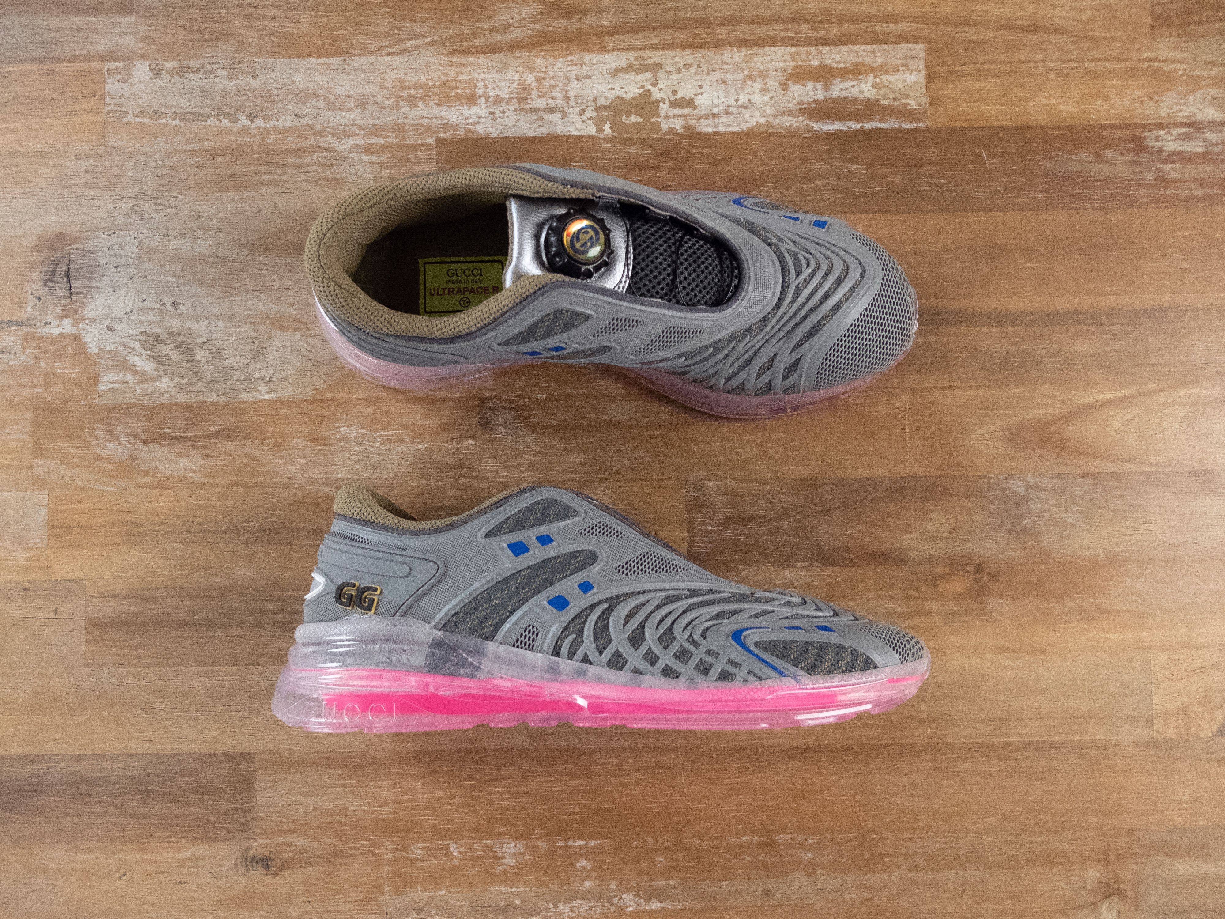image of Gucci Ultrapace R Grey & Pink Low Sneakers 8 Us / 7.5 Uk, Men's