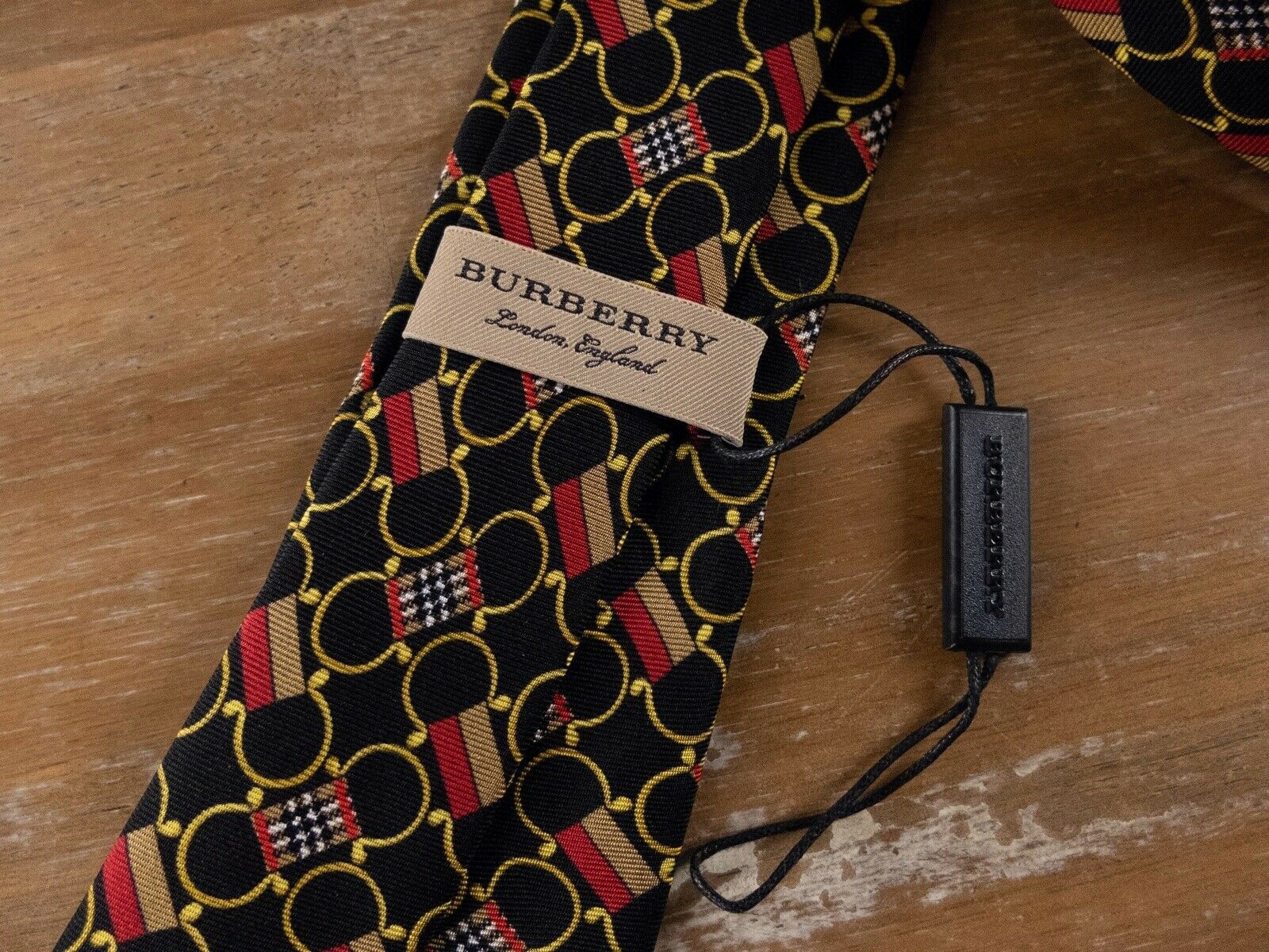 Burberry BURBERRY black archival horsebit print silk tie authentic Size ONE SIZE - 3 Thumbnail