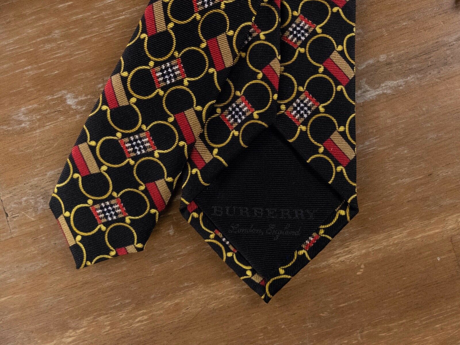 Burberry BURBERRY black archival horsebit print silk tie authentic Size ONE SIZE - 4 Thumbnail