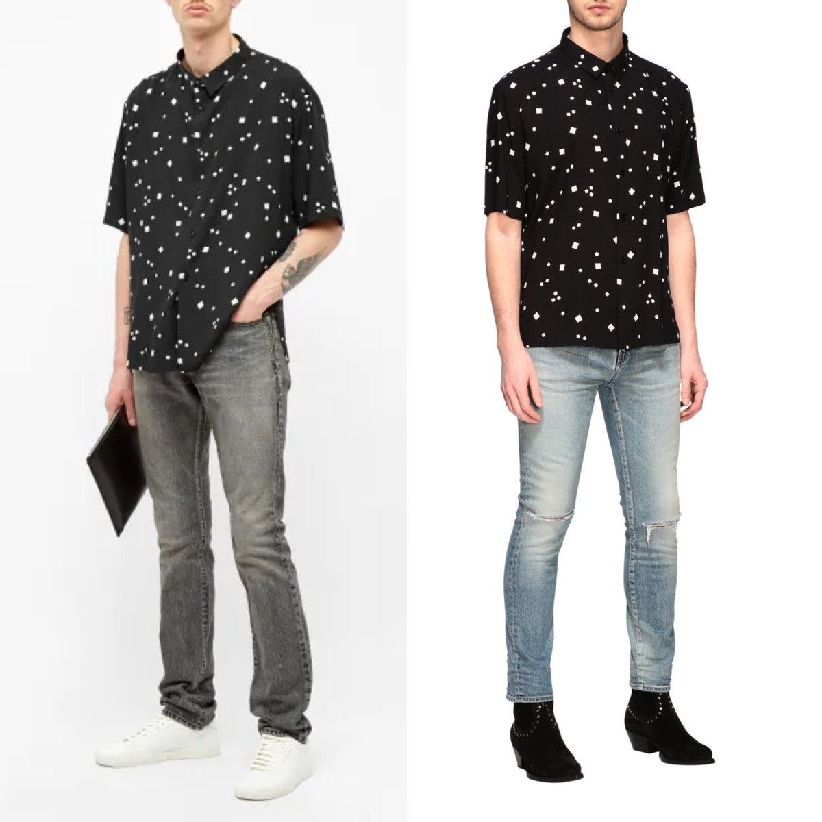 Saint Laurent Paris SS20 Scattered Square Print Shirt sz37/38/39 Size US M / EU 48-50 / 2 - 9 Thumbnail