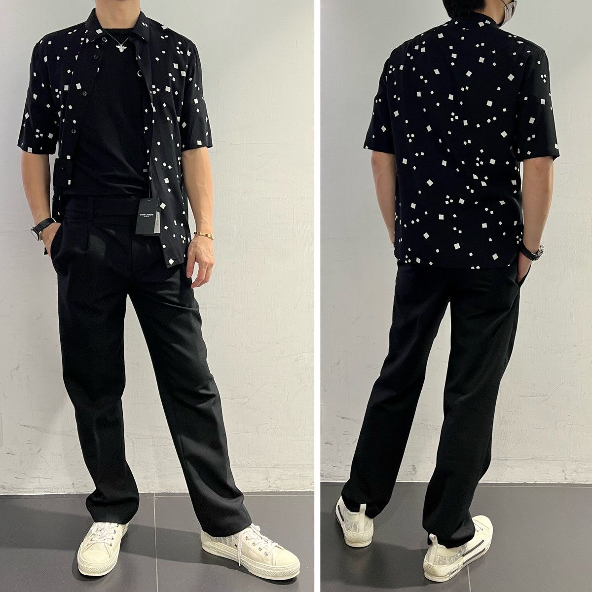 Saint Laurent Paris SS20 Scattered Square Print Shirt sz37/38/39 Size US M / EU 48-50 / 2 - 7 Thumbnail
