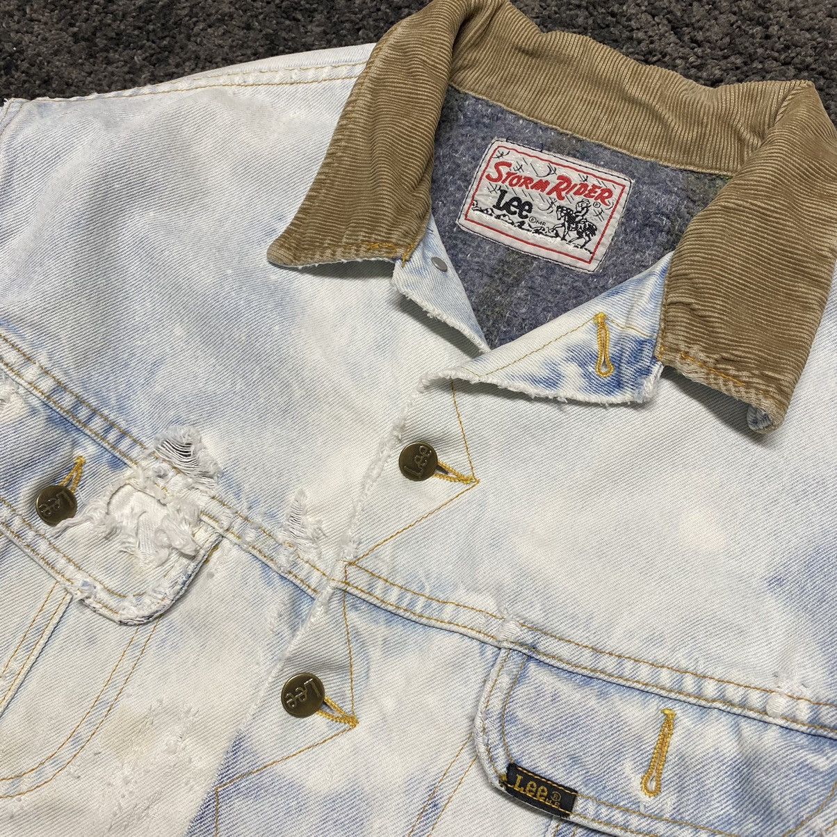 Vintage 80s Storm Rider Lee Distressed Acid Wash Denim Jacket Size US L / EU 52-54 / 3 - 5 Thumbnail