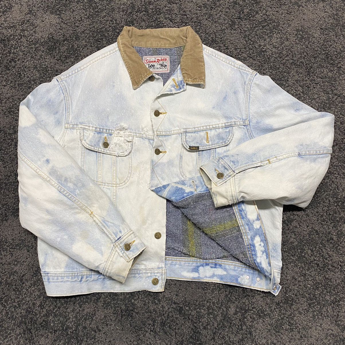 Vintage 80s Storm Rider Lee Distressed Acid Wash Denim Jacket Size US L / EU 52-54 / 3 - 2 Thumbnail