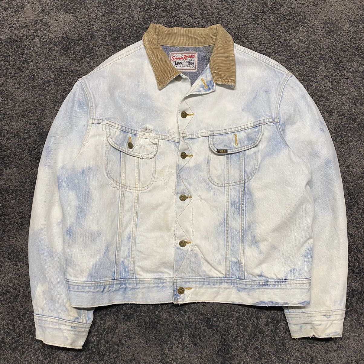 Vintage 80s Storm Rider Lee Distressed Acid Wash Denim Jacket Size US L / EU 52-54 / 3 - 6 Thumbnail