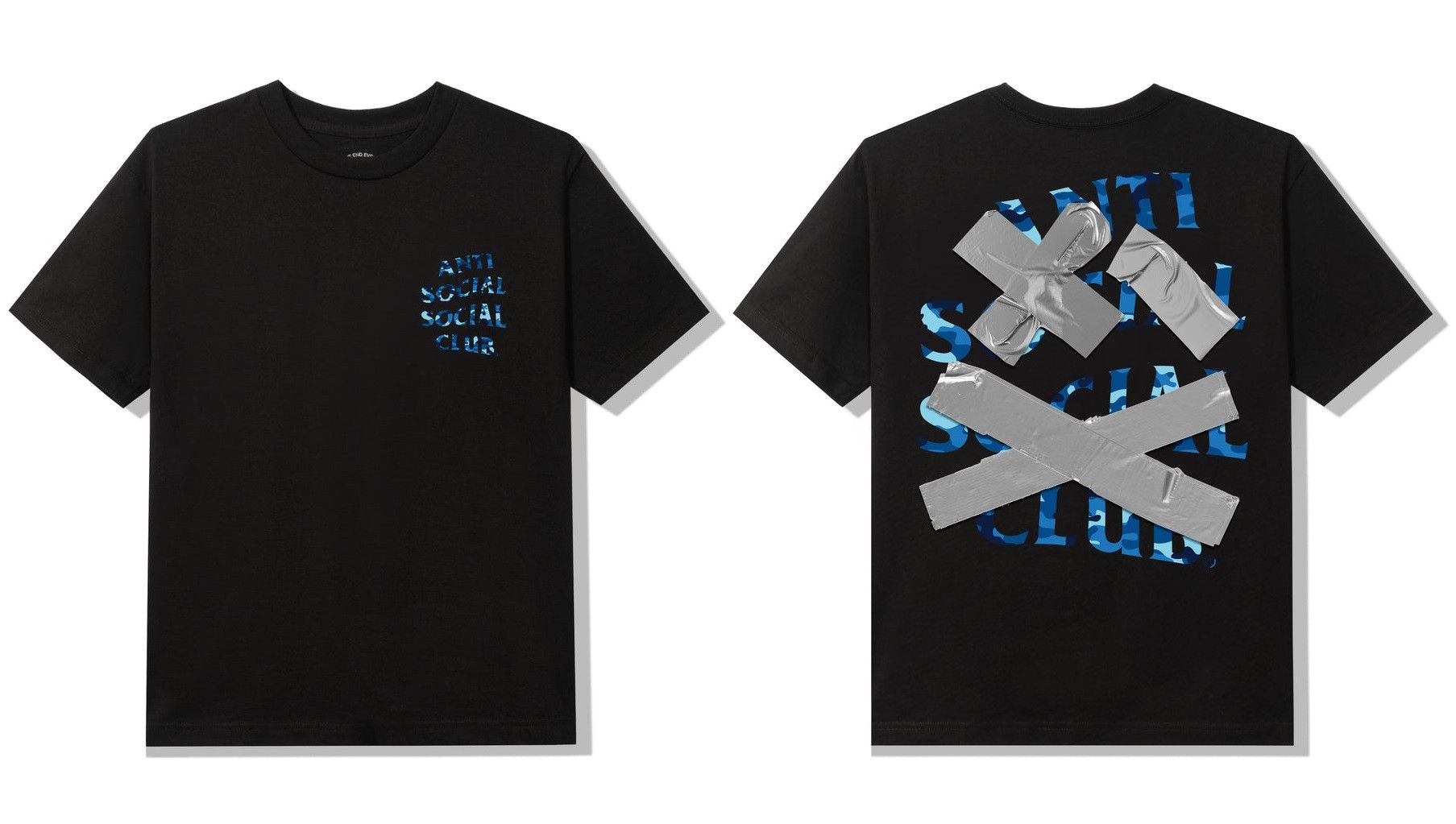 Anti Social Social Club DS AW21 Blue Camo ASSC Cancelled Again Black Tee BAPE KITH Size US XL / EU 56 / 4 - 6 Thumbnail