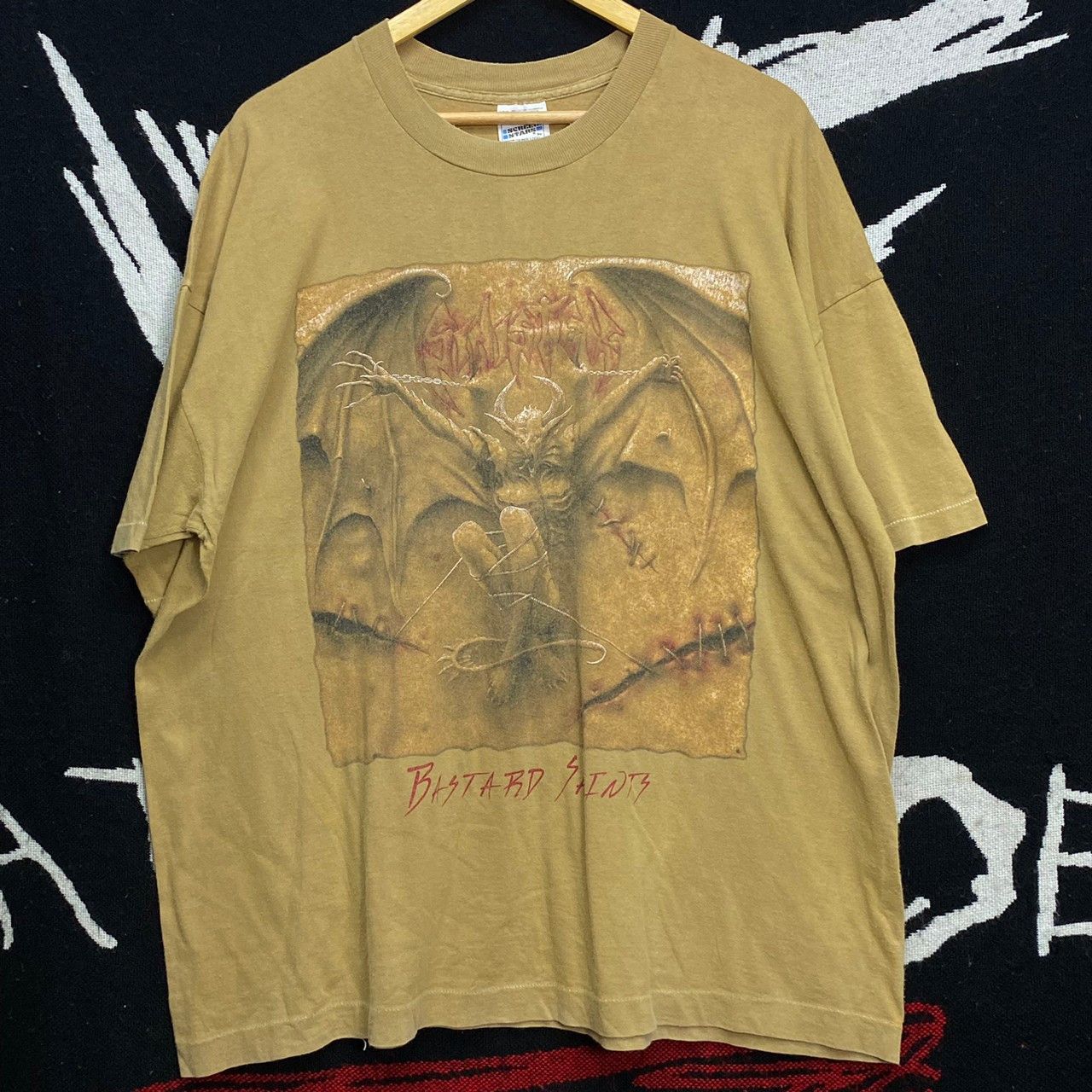 Image of Band Tees x Screen Stars Sinister Bastard Saints Vintage 90's Death Metal Band Shirt in Brown (Size