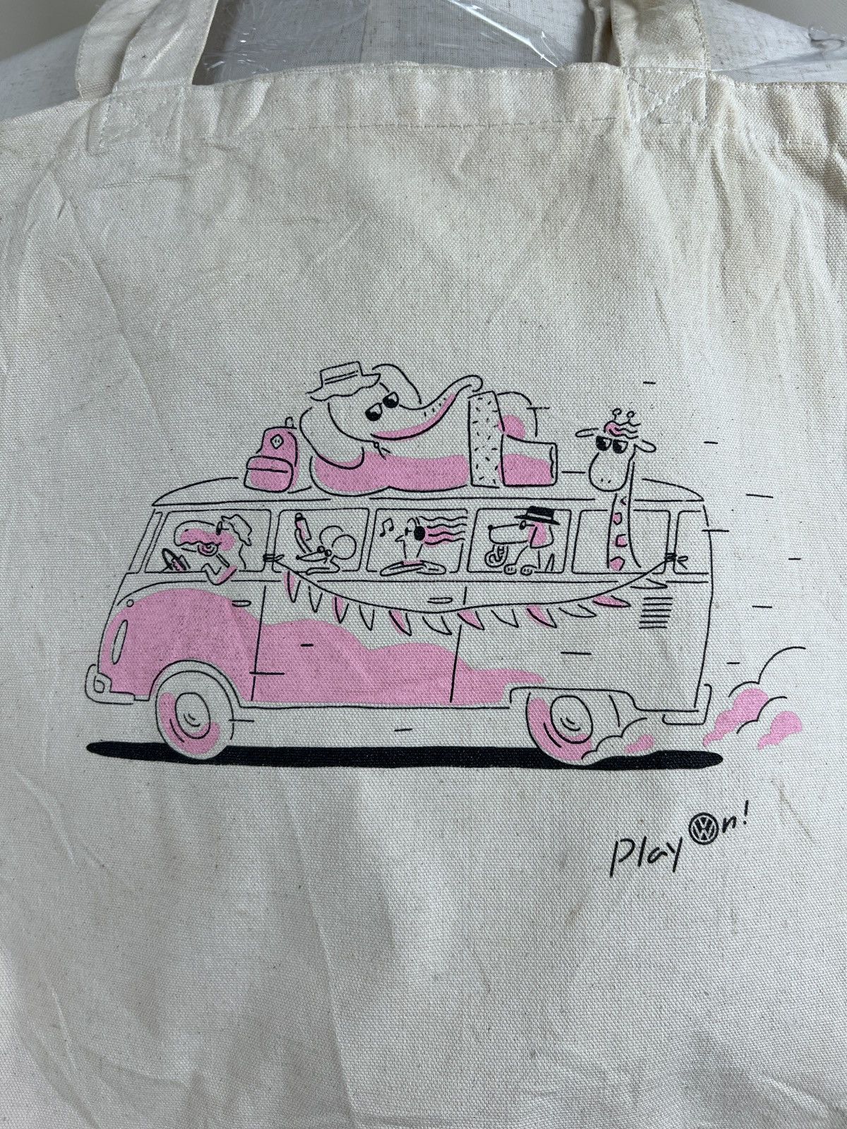 Vintage Vintage Volkswagen Combi Play On Canvas Totebag Size ONE SIZE - 2 Thumbnail