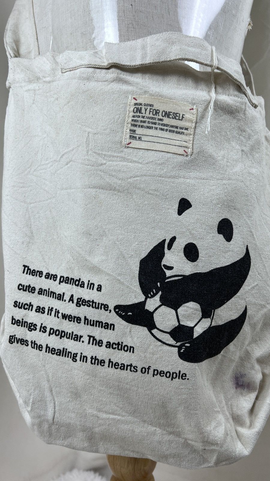 Vintage Vintage Panda Canvas Sling Shoulder Totebag Size ONE SIZE - 4 Thumbnail