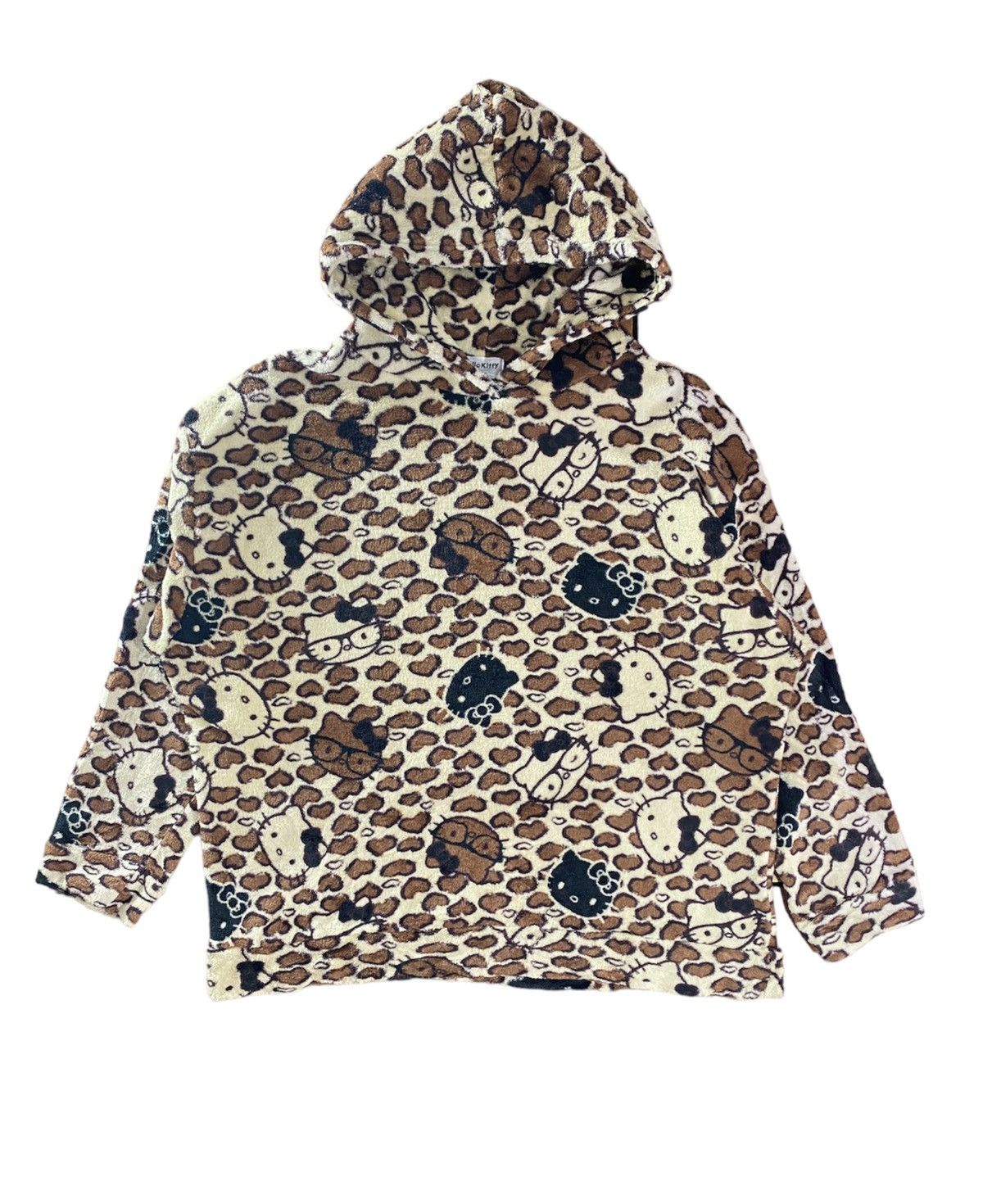 Japanese Brand × Vintage Vintage Hello Kitty Leopard All Over Fleece with Hoodie 3L Size L / US 10 / IT 46 - 1 Thumbnail