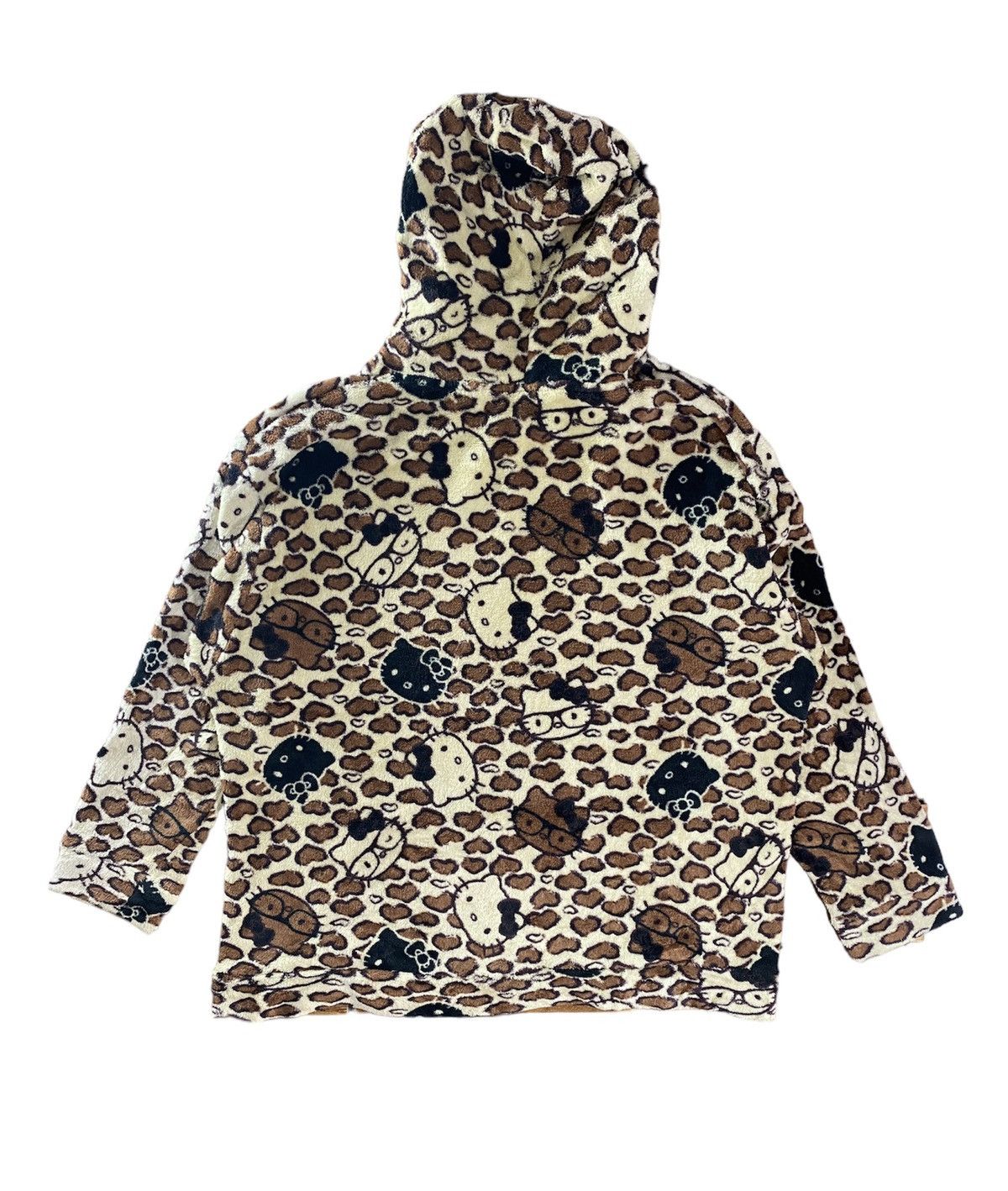 Japanese Brand × Vintage Vintage Hello Kitty Leopard All Over Fleece with Hoodie 3L Size L / US 10 / IT 46 - 2 Thumbnail
