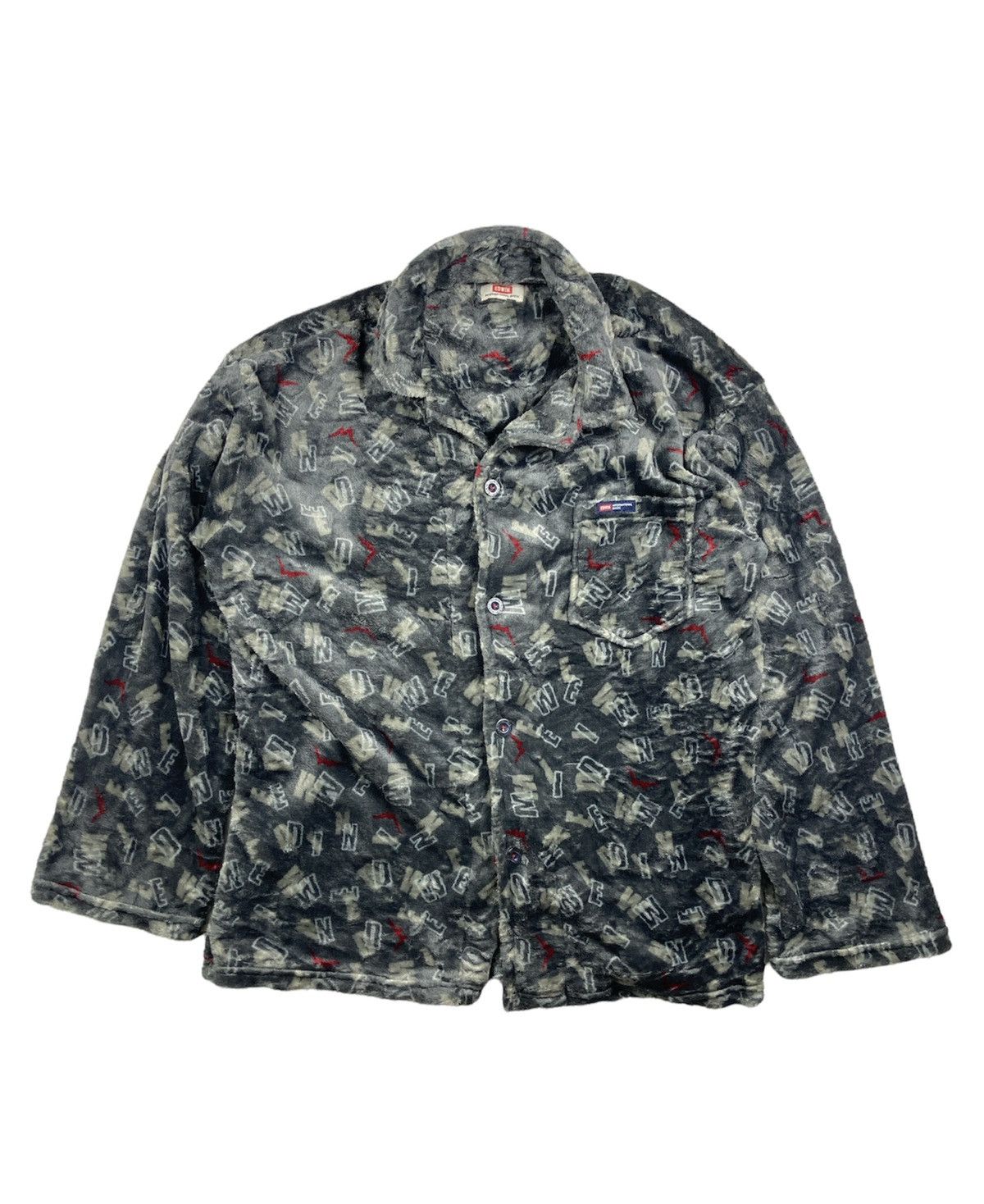 Edwin × Japanese Brand × Vintage Vintage 90s Edwin Jacket Japanese Brand Fleece all Over Logo Size US L / EU 52-54 / 3 - 1 Thumbnail