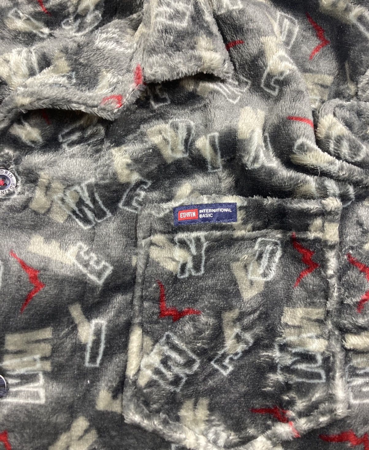 Edwin × Japanese Brand × Vintage Vintage 90s Edwin Jacket Japanese Brand Fleece all Over Logo Size US L / EU 52-54 / 3 - 2 Thumbnail