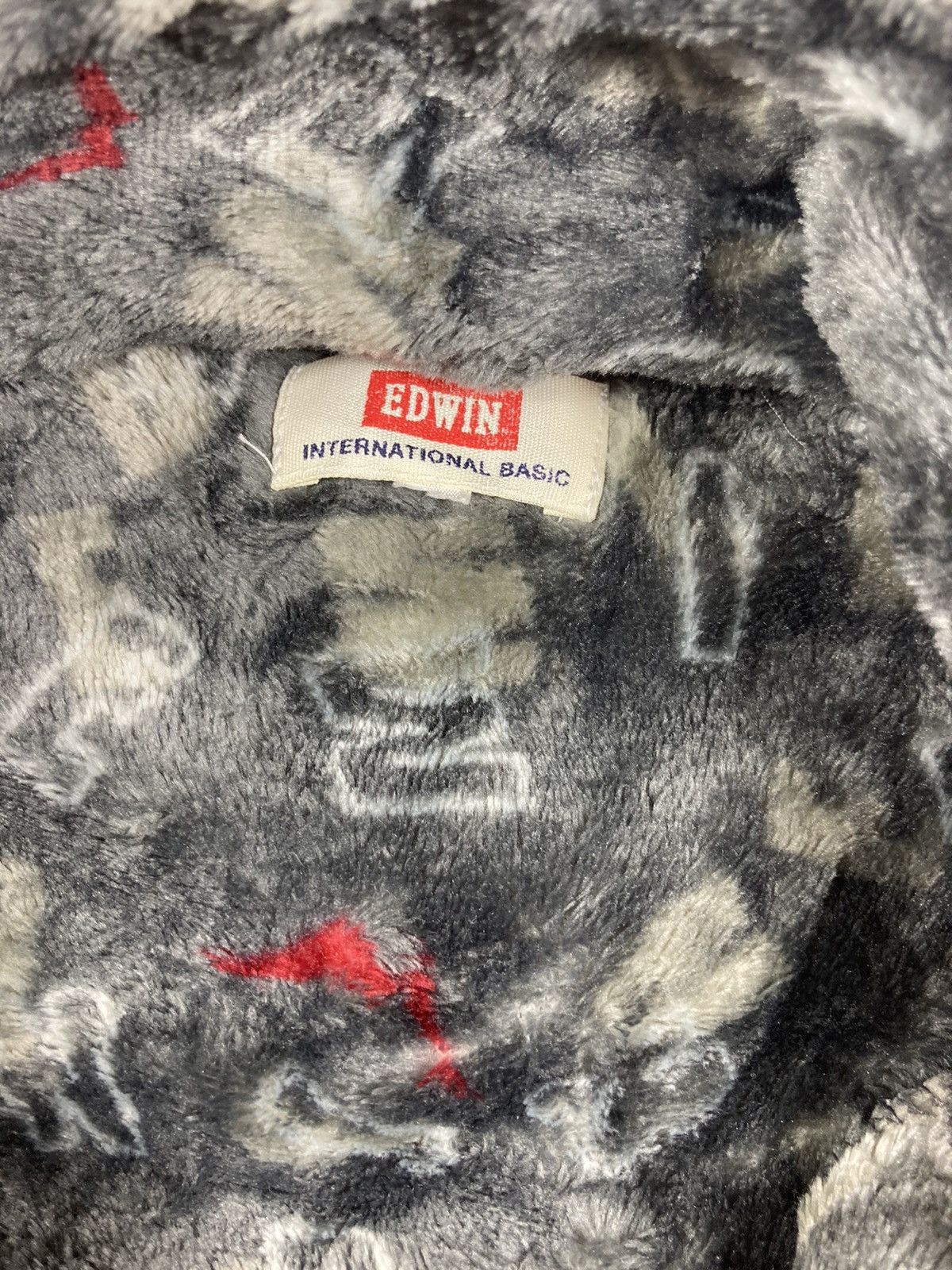 Edwin × Japanese Brand × Vintage Vintage 90s Edwin Jacket Japanese Brand Fleece all Over Logo Size US L / EU 52-54 / 3 - 3 Thumbnail