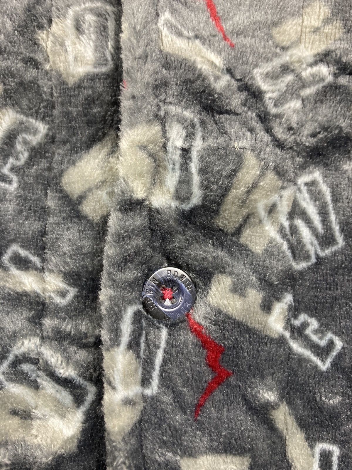 Edwin × Japanese Brand × Vintage Vintage 90s Edwin Jacket Japanese Brand Fleece all Over Logo Size US L / EU 52-54 / 3 - 4 Thumbnail
