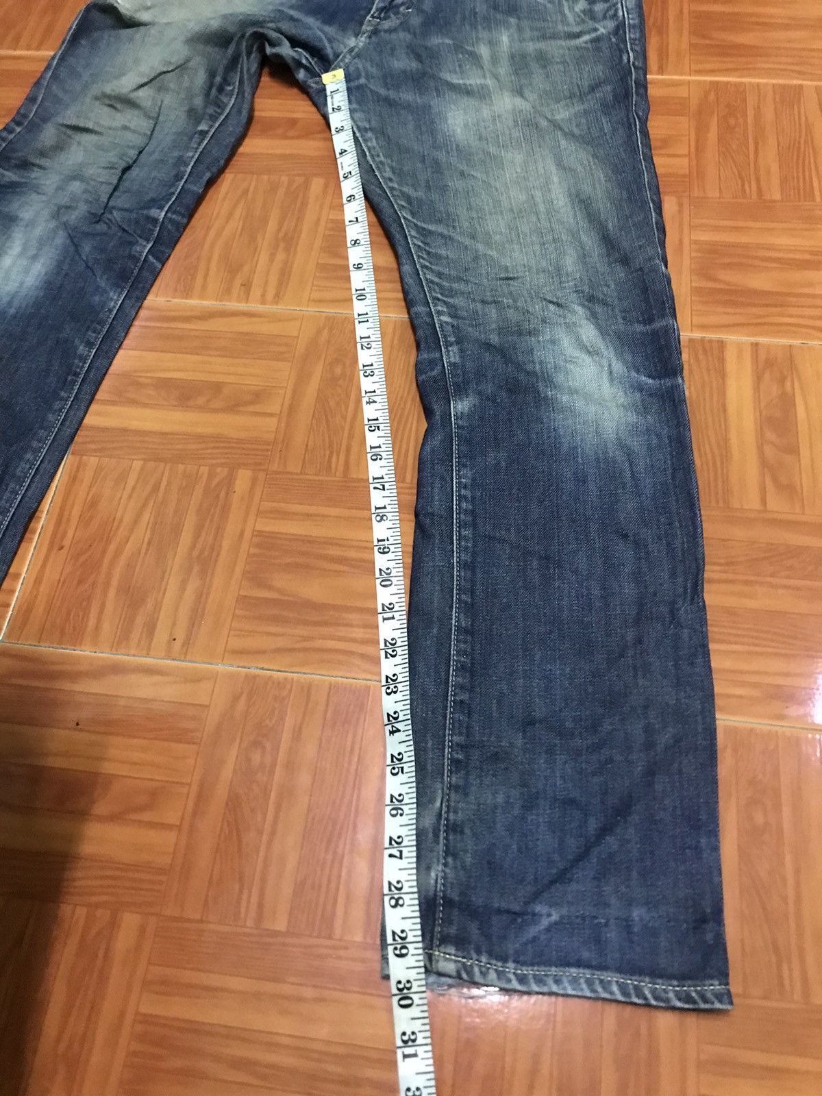 Old Navy “Men’s Blue Faded Straight-Leg Jeans Distressed Vintage Wash Size US 33 - 14 Thumbnail