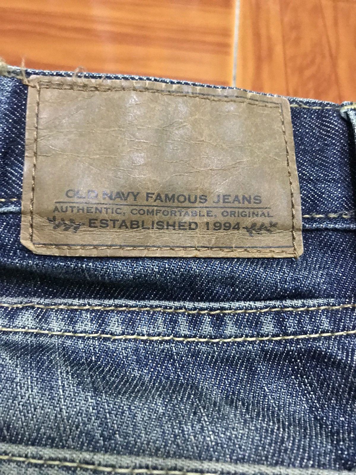 Old Navy “Men’s Blue Faded Straight-Leg Jeans Distressed Vintage Wash Size US 33 - 4 Thumbnail