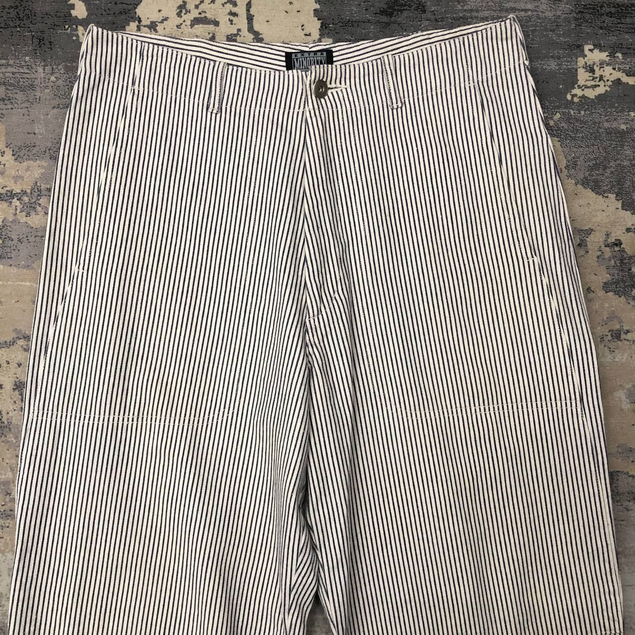 Japanese Brand × Vintage P540 HICKORY STRIPED EXTRA MINORITY x EXPLICIT BAGGY PANTS Size US 32 / EU 48 - 4 Thumbnail