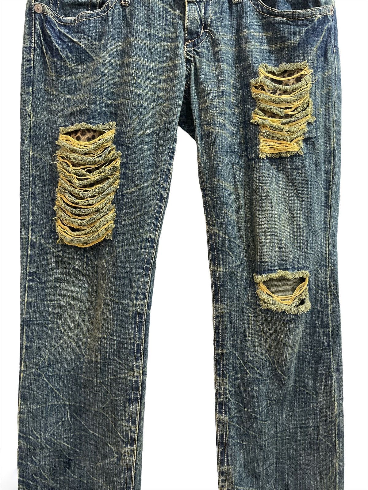 Designer × Japanese Brand Japanese Brand Double Waist Distressed Denim Jeans Size US 34 / EU 50 - 2 Thumbnail