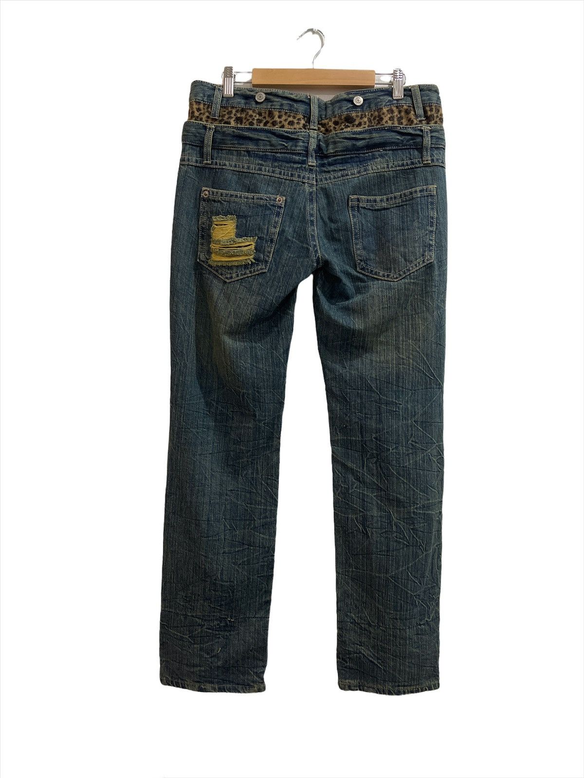 Designer × Japanese Brand Japanese Brand Double Waist Distressed Denim Jeans Size US 34 / EU 50 - 3 Thumbnail