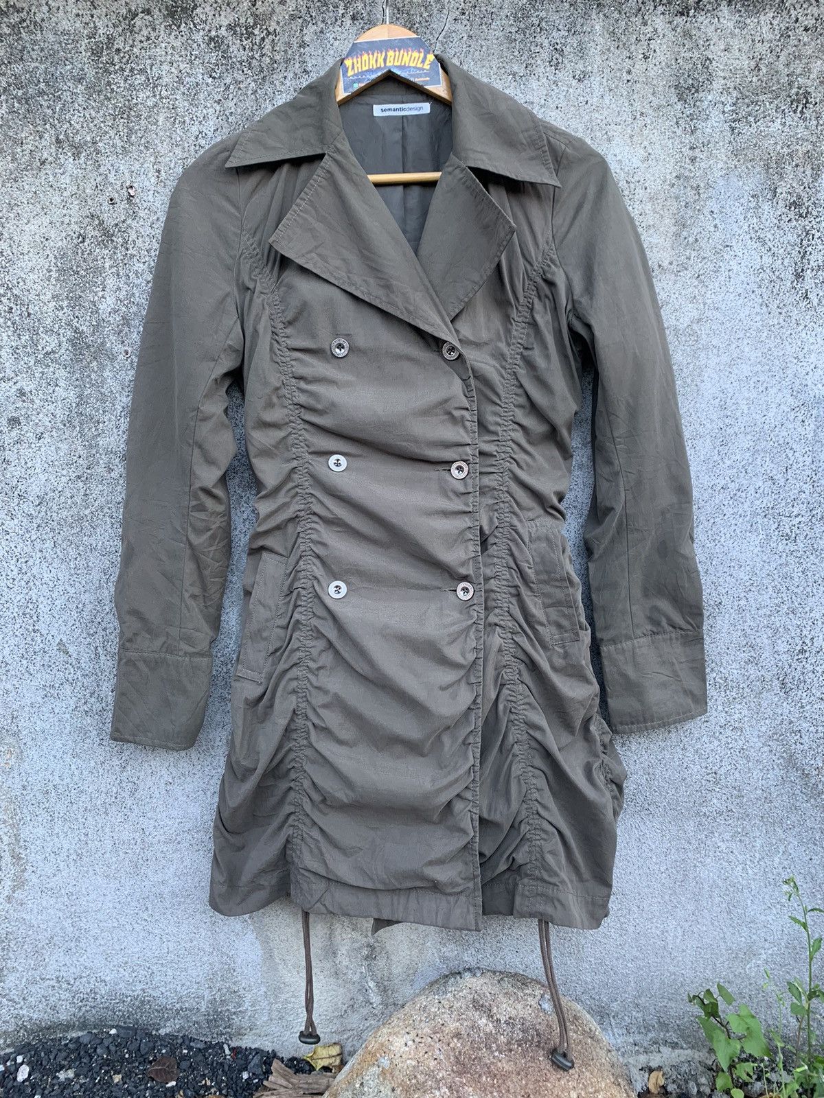 semantic design double breasted trenchcoat / long jacket