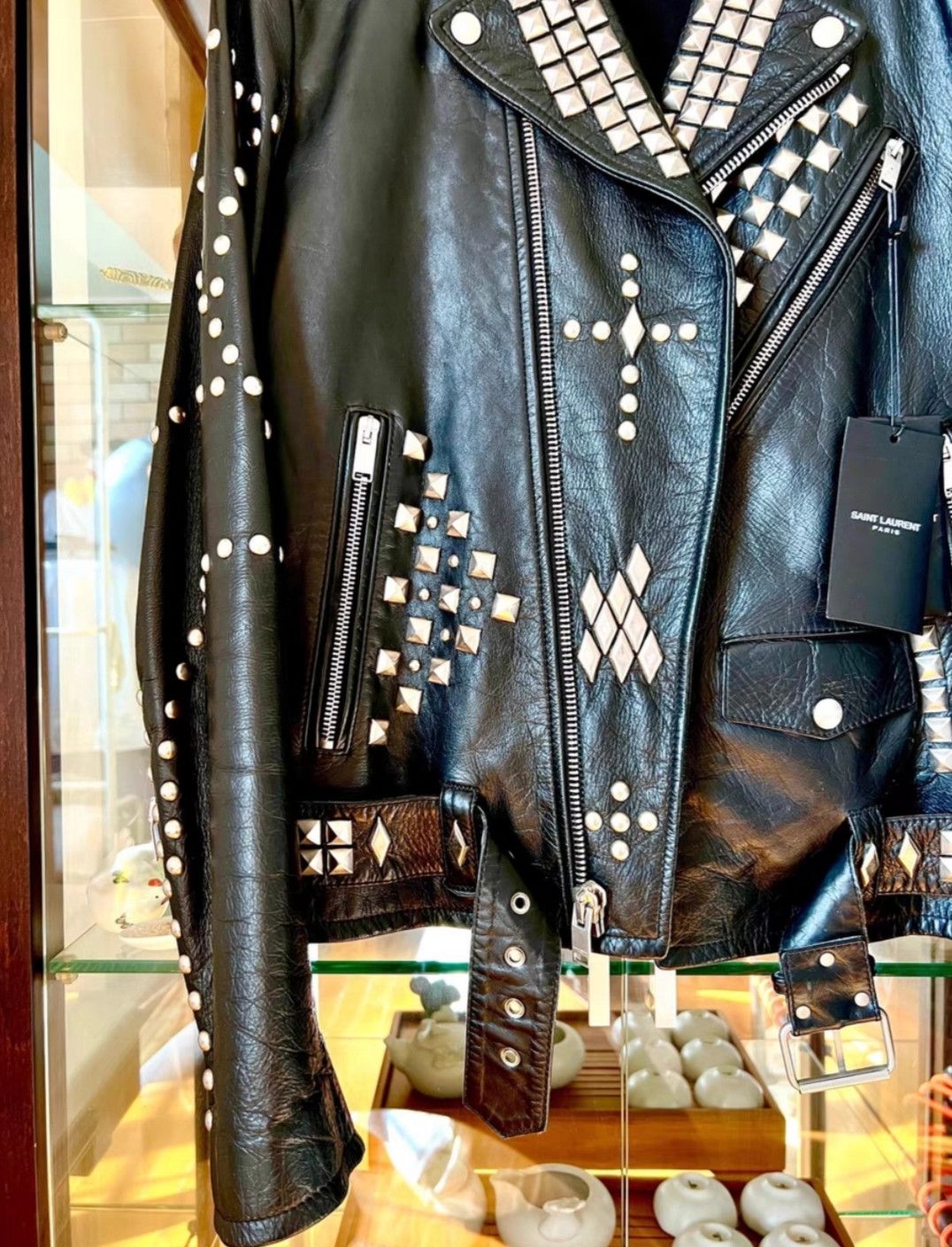 Yves Saint Laurent New 16Fw Cow Leather Rivet Zip Jacket Size 46 Black Size US S / EU 44-46 / 1 - 4 Thumbnail