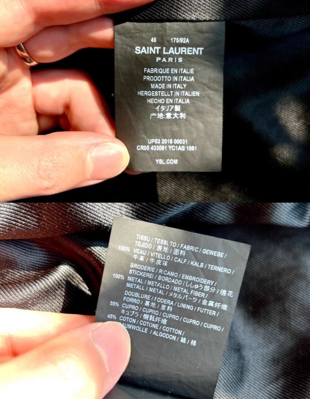 Yves Saint Laurent New 16Fw Cow Leather Rivet Zip Jacket Size 46 Black Size US S / EU 44-46 / 1 - 6 Thumbnail