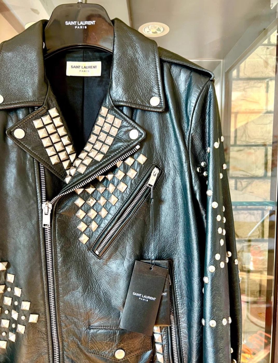 Yves Saint Laurent New 16Fw Cow Leather Rivet Zip Jacket Size 46 Black Size US S / EU 44-46 / 1 - 2 Thumbnail