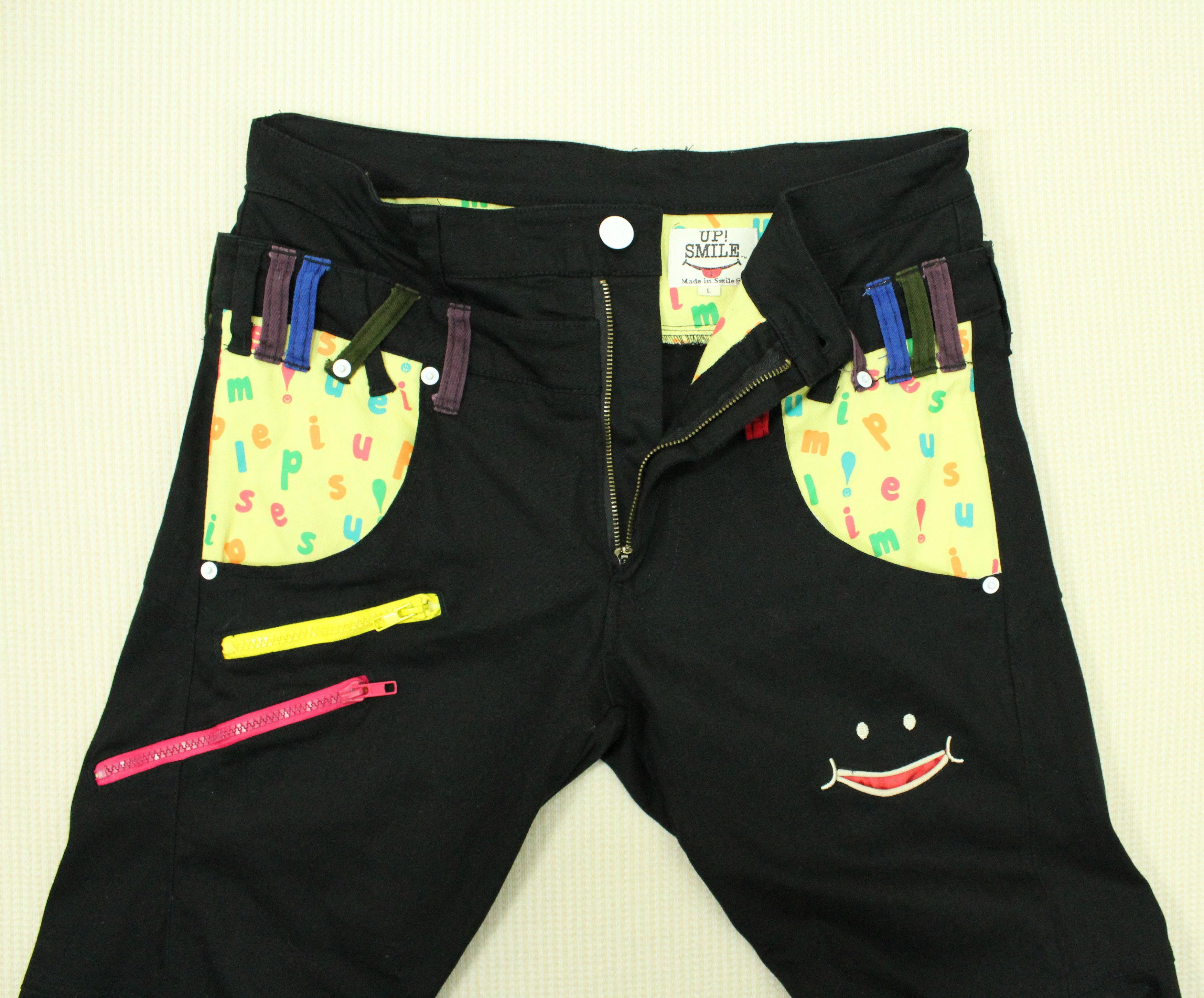 Japanese Brand Double Waist UP SMILE Pants Stretchy Grunge Rave Skater Size US 32 / EU 48 - 4 Thumbnail
