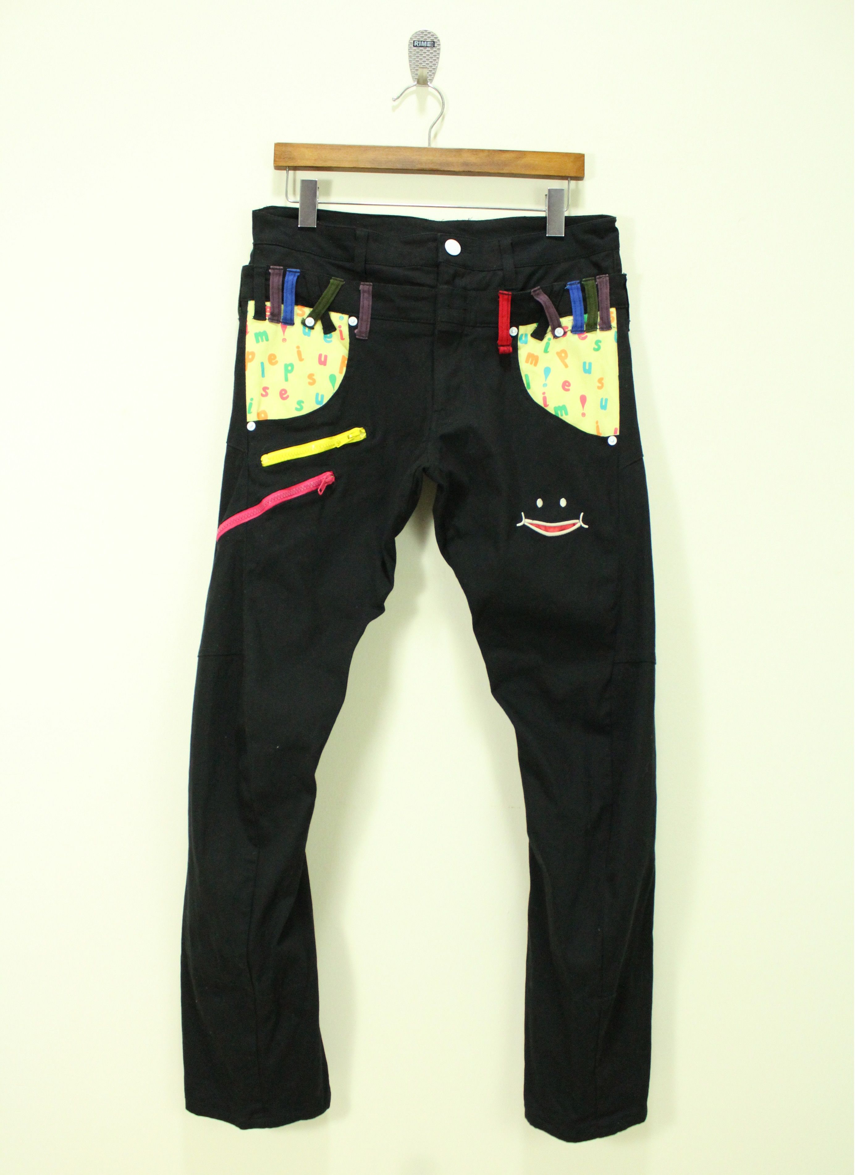 Japanese Brand Double Waist UP SMILE Pants Stretchy Grunge Rave Skater Size US 32 / EU 48 - 2 Thumbnail