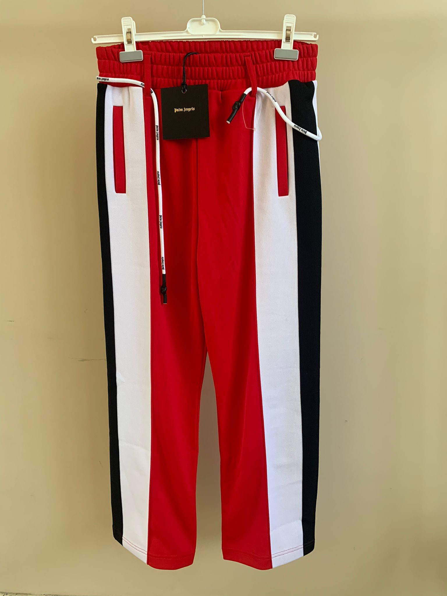 Image of Palm Angels Track Pants With Wide Trim in Red, Men's (Size 30)