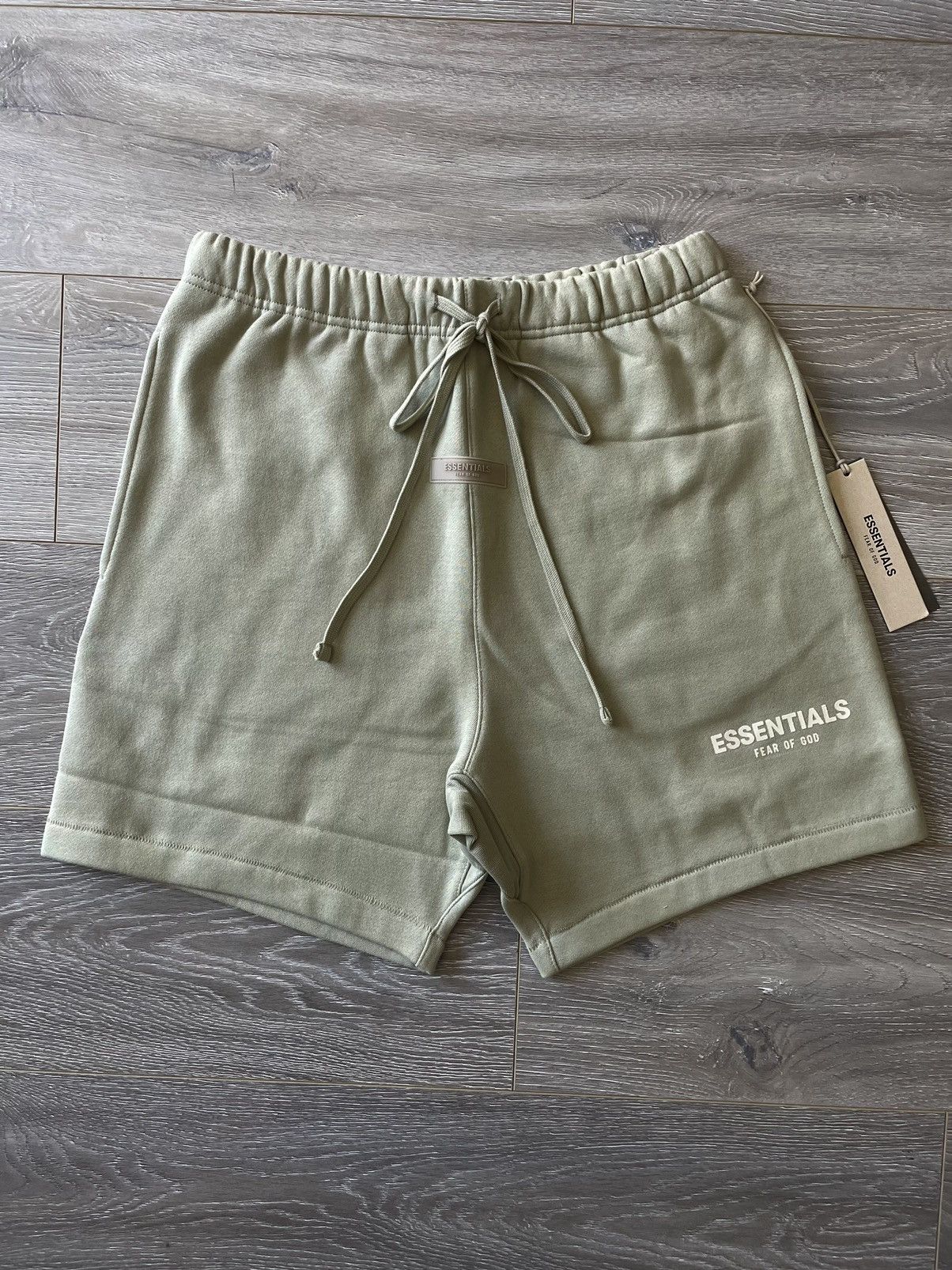 Vintage Fear of God Essentials Sea Foam Shorts | Grailed