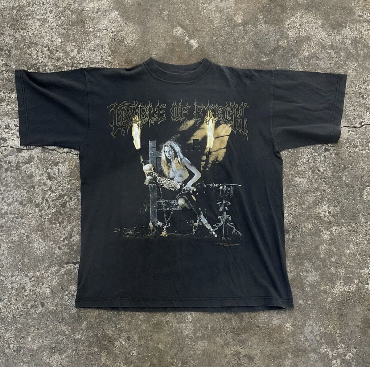 image of Band Tees x Vintage 1997 Cradle Of Filth Rock Band Promo Tour Euro Shirt in Black, Men's (Size XL)