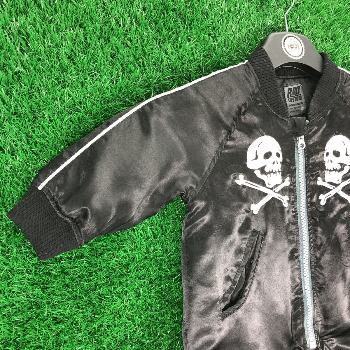 Japanese Brand Baby Suit Skull Zipper Embroidered Sukajan by Rad Custom Size US 28 / EU 44 - 2 Thumbnail