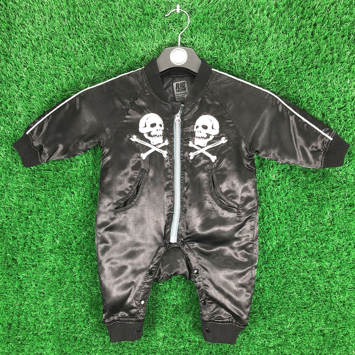 Japanese Brand Baby Suit Skull Zipper Embroidered Sukajan by Rad Custom Size US 28 / EU 44 - 1 Thumbnail