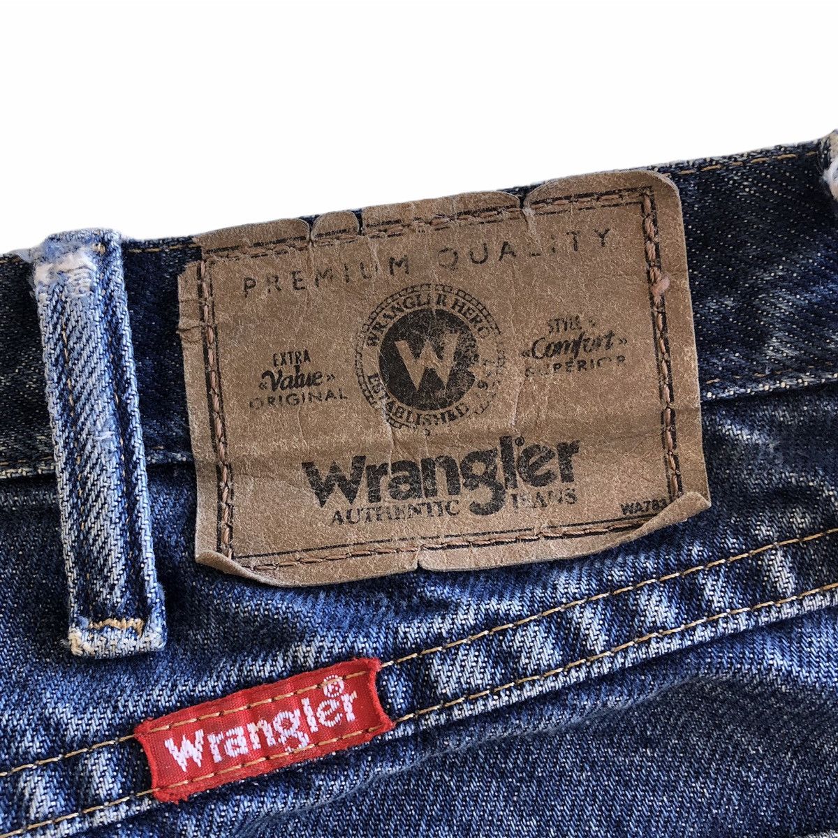 Vintage × Wrangler Vintage Wrangler Custom Patchwork Sashiko Kurt Cobain Style Size US 35 - 16 Thumbnail
