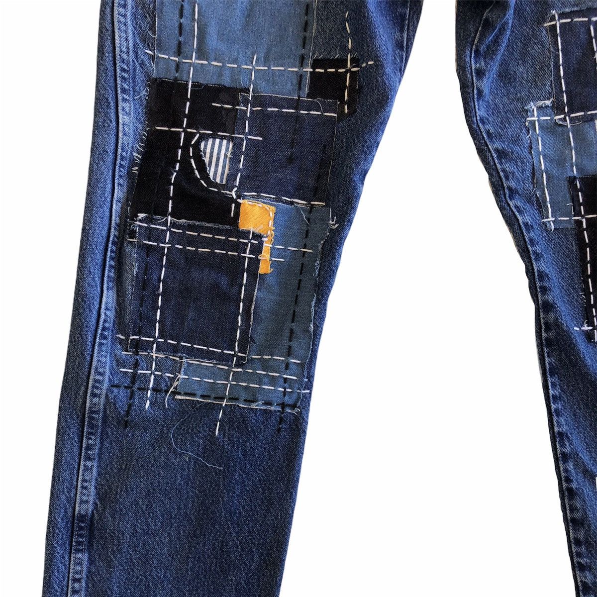 Vintage × Wrangler Vintage Wrangler Custom Patchwork Sashiko Kurt Cobain Style Size US 35 - 5 Thumbnail