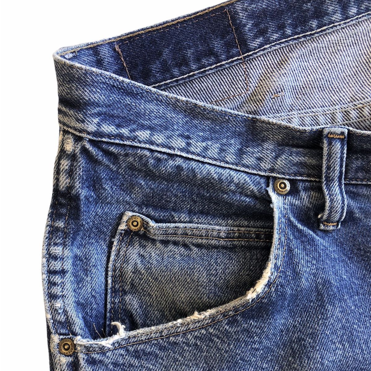 Vintage × Wrangler Vintage Wrangler Custom Patchwork Sashiko Kurt Cobain Style Size US 35 - 3 Thumbnail