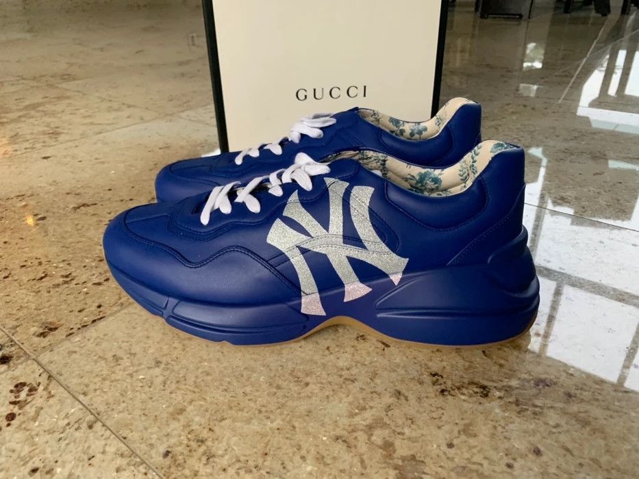 Gucci × New York Yankees Gucci x Yankees low top leather trainers Size US 8 / EU 41 - 2 Thumbnail