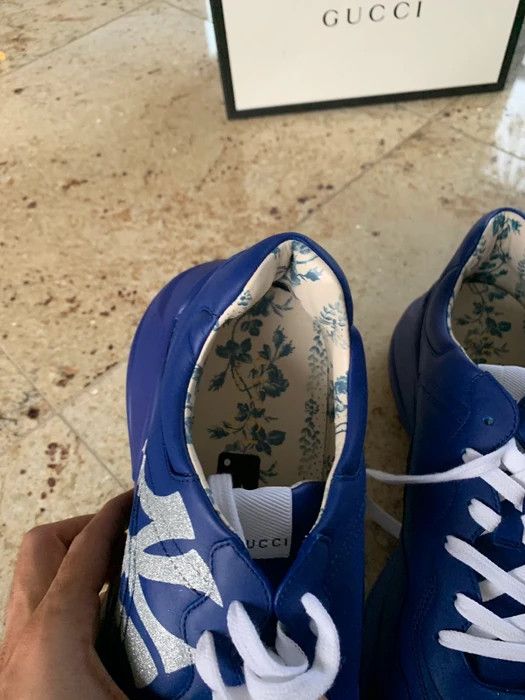Gucci × New York Yankees Gucci x Yankees low top leather trainers Size US 8 / EU 41 - 8 Thumbnail