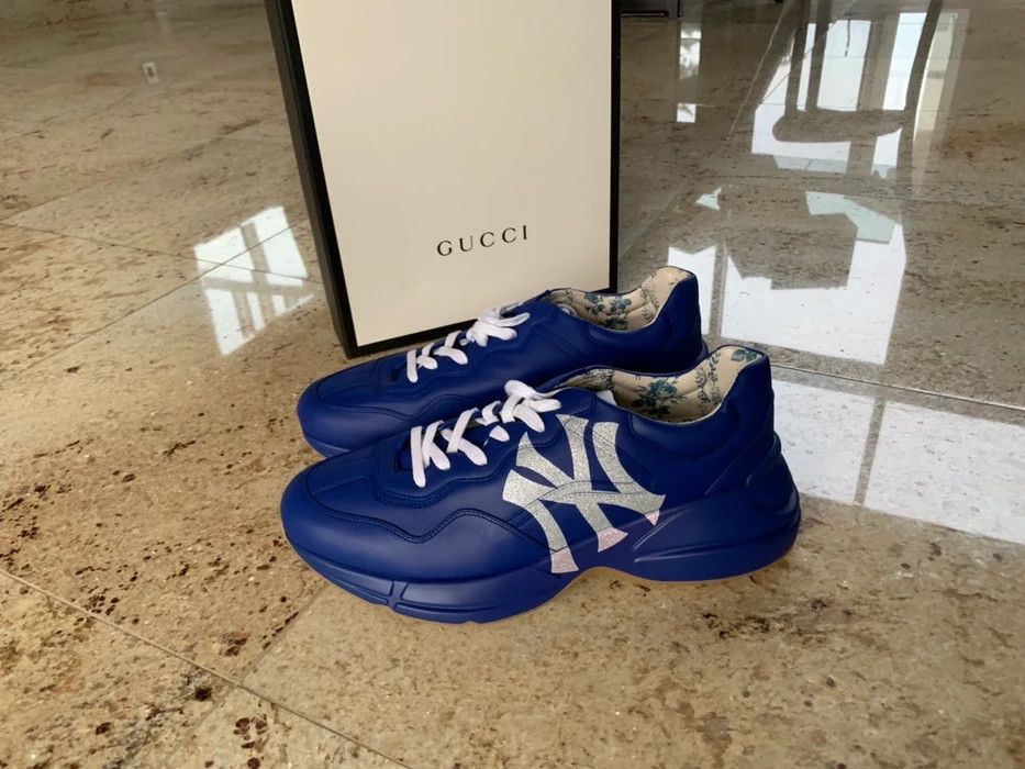 Gucci × New York Yankees Gucci x Yankees low top leather trainers Size US 8 / EU 41 - 4 Thumbnail